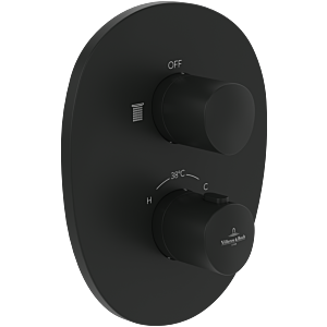 Ensemble de finition Villeroy et Boch Antao TVS111001000K5 thermostat encastré avec réglage du volume unidirectionnel, noir mat