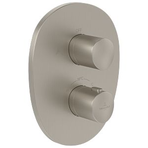 Villeroy und Boch Antao Fertigmontageset TVS11100200064 Unterputz-Thermostat mit Zweiwege-Mengenregulierung, brushed nickel black