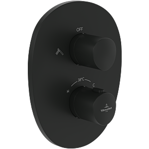 Villeroy und Boch Antao Fertigmontageset TVS111002000K5 Unterputz-Thermostat mit Zweiwege-Mengenregulierung, matt black