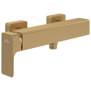 Mitigeur de douche Villeroy et Boch Subway 3.0 TVS11200100076 avec protection anti-retour, montage mural, or brossé