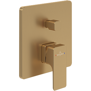 Villeroy and Boch Subway 3.0 trim set TVS11200300076 concealed single lever bath mixer, with diverter, wall mounting, brushed gold