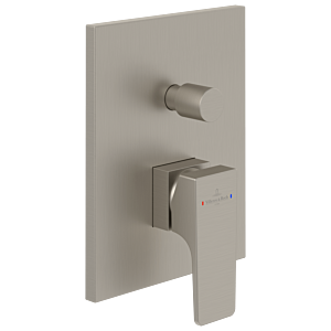 Villeroy und Boch Architectura Square Fertigmontageset TVS12500300064 Unterputz-Einhebel-Wannenarmatur, Wandmontage, brushed nickel black