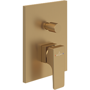 Villeroy et Boch Architectura Square set de finition TVS12500300076 mitigeur monocommande de bain à encastrer, montage mural, or brossé