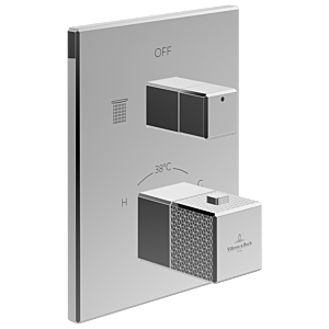 Villeroy und Boch Mettlach Fertigmontageset TVS12600300061 Unterputz-Thermostat mit Zweiwege-Mengenregulierung, chrom