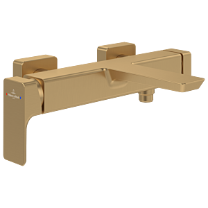 Villeroy and Boch Subway 3.0 single lever bath mixer TVT11200200076 with diverter, backflow protection, wall mounting, brushed gold