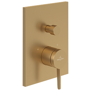 Villeroy und Boch Conum Fertigmontageset TVT12700100076 Unterputz-Einhebel-Wannenarmatur, mit Umsteller, Wandmontage, brushed gold
