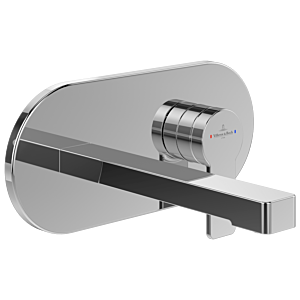 Villeroy und Boch Architectura Waschtischarmatur TVW10311211061 mit Push-Open-Ablaufgarnitur, Wandmontage, chrom