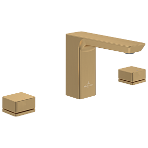 Villeroy und Boch Subway 3.0 Dreiloch-Waschtischarmatur TVW11200500076 fester Auslauf, ohne Ablaufgarnitur, brushed gold