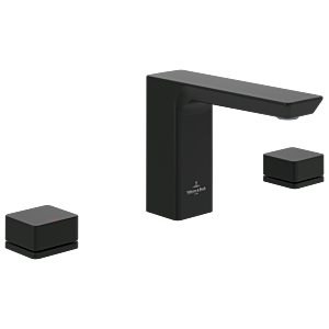 Villeroy und Boch Subway 3.0 Dreiloch-Waschtischarmatur TVW112005000K5 fester Auslauf, ohne Ablaufgarnitur, matt black