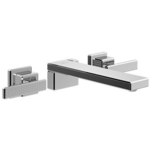 Villeroy und Boch Mettlach Dreiloch-Waschtischarmatur TVW12600400061 ohne Ablaufgarnitur, verstellbarer Strahlregler, Wandmontage, chrom