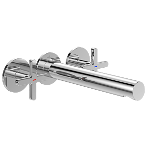 Villeroy und Boch Loop + Friends Fertigmontageset TVZ10601200061 Unterputz-Dreiloch-Kreuzgriff-Waschtischarmatur, ohne Ablaufgarnitur, Wandmontage, chrom