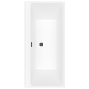 Villeroy und Boch Collaro Rechteck-Badewanne UBA160COR2NV-RW 160x75cm, Einbauausführung Black Matt, Wannenfarbe Stone White