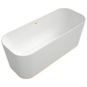 Villeroy und Boch Finion Rechteck-Freistehwanne 177FIN7N300V4RW 170 x 70 cm, Wasserzulauf, stone white, gold