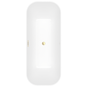 Villeroy et Boch Finion baignoire autoportante rectangulaire 177FIN7A3BCV1RW 170 x 70 cm, anneau design, tablier Color on Demand, blanc pierre, or
