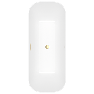 Villeroy et Boch Finion baignoire autoportante rectangulaire 177FIN7A3BCV2RW 170 x 70 cm, anneau design, tablier Color on Demand, blanc pierre, or