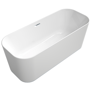 Villeroy & Boch Finion freistehende Badewanne 177FIN7N100V101 170x70cm, Wasserzulauf, Emotion, Design-Ring, weiß, chrom