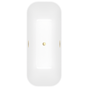 Villeroy et Boch Finion baignoire îlot rectangulaire 177FIN7N3BCV4RW 170 x 70 cm, arrivée d&#39;eau, tablier Color on Demand, blanc pierre, or