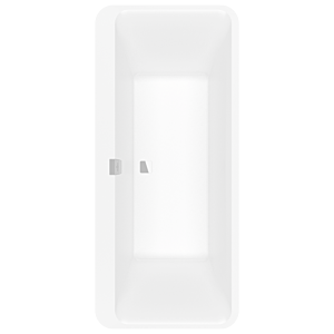 Villeroy et Boch Squaro Edge 12 baignoire rectangulaire UBQ180SQE7PDVRW 180x80cm, drain central, sur pied, avec tablier, blanc pierre