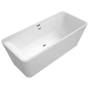 Villeroy and Boch Squaro Edge 12 rectangular bathtub Duo UBQ180SQE9T2VRW 180 x 80 cm, stone white, with Multiplex Trio , chrome-plated