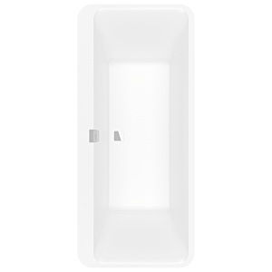 Villeroy and Boch Squaro Edge 12 rectangular bathtub Duo UBQ180SQE9W2VRW 180 x 80 cm, stone white, with waste / overflow, chrome-plated