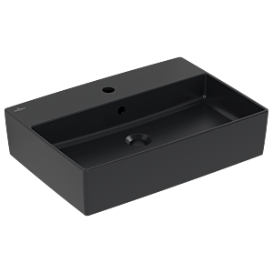 Villeroy und Boch Memento 2.0 Aufsatzwaschtisch 4A0760R7 Hahnloch, mit Überlauf, pure black C-plus, 60x42cm