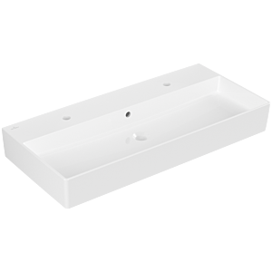 Villeroy und Boch Memento 2.0 Waschtisch 4A221LR1 100x47cm, 2 Hahnlöcher, mit Überlauf, Weiß C+