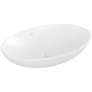 Villeroy et Boch Loop &amp; friends vasque à poser 4A4801RW 62x42cm, ovale, sans banc de robinetterie, sans trop-plein, Stone White C-plus