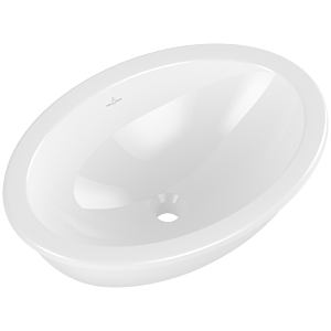 Villeroy et Boch Loop &amp; friends 4A550101 ovale, sans rangée de trous pour robinetterie, avec trop-plein, 57 x 38 cm, blanc