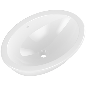 Villeroy et Boch Loop &amp; friends lavabo à encastrer 4A6301R1 ovale, sans rangée de trous pour robinetterie, sans trop-plein, 66 x 47 cm, blanc C-plus