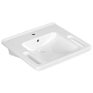 Lavabo Villeroy &amp; Boch Vicare 4A686001 60 x 55 cm, avec trou de robinetterie et trop-plein, blanc
