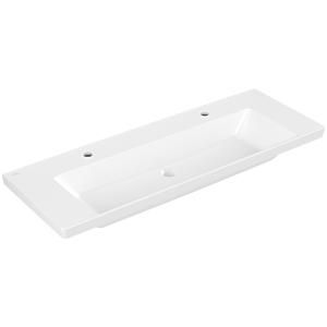 Villeroy und Boch Subway 3.0 Schrank-Waschtisch 4A70D1RW 130x47cm, mit 2 Hahnlöcher/ohne Überlauf, stone white C-plus
