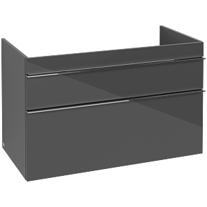 Villeroy und Boch Venticello Waschtisch-Unterschrank A92701FP 95,3 x 59 x 50,2 cm, Becken links, Griff Chrom, Glossy Grey