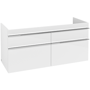 Villeroy & Boch Venticello Unterschrank A93001DH XXL, 125,3x59x50,2cm, Griff Chrom, Glossy White
