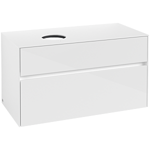 Villeroy und Boch Collaro Waschtischunterschrank C03900DH 100 x 54,8 x 50 cm, Waschtisch links, Glossy White