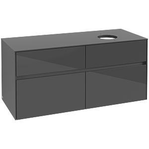 Villeroy und Boch Collaro Waschtischunterschrank C04300FP 120 x 54,8 x 50 cm, Waschtisch rechts, Glossy Grey