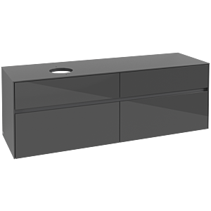 Villeroy und Boch Collaro Waschtischunterschrank C05000FP 160 x 54,8 x 50 cm, Waschtisch links, Glossy Grey