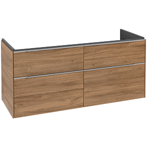 Villeroy und Boch Subway 3.0 Waschtisch-Unterschrank C568L0RH 127,2x56,6x47,8cm, mit LED/Griff Aluminium glänzend, kansas oak