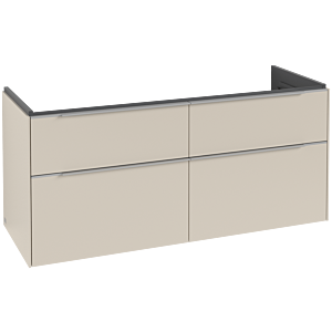 Villeroy und Boch Subway 3.0 Waschtisch-Unterschrank C568L0VN 127,2x56,6x47,8cm, mit LED/Griff Aluminium glänzend, cashmere grey