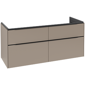 Villeroy und Boch Subway 3.0 Waschtisch-Unterschrank C568L1VM 127,2x56,6x47,8cm, mit LED/Griff Volcano black, taupe