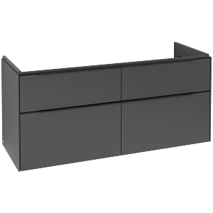 Villeroy und Boch Subway 3.0 Waschtisch-Unterschrank C568L1VR 127,2x56,6x47,8cm, mit LED/Griff Volcano black, graphite