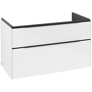 Villeroy and Boch Subway 3.0 vanity unit C570L1VE 97.3x57.6x47.8cm, with LED / handle Volcano black, brilliant white