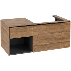 Subway 3.0 Villeroy et Boch vasque C571L1RH 100,1x42,25x51,6cm, avec LED / poignée Noir volcan, chêne kansas