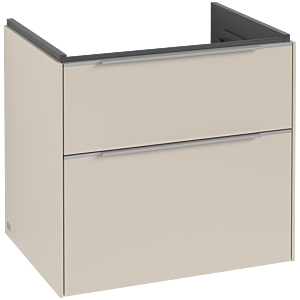 Villeroy und Boch Subway 3.0 Waschtisch-Unterschrank C576L0VN 62,2x57,6x47,8cm, mit LED/Griff Aluminium glänzend, cashmere grey