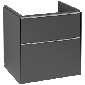 Villeroy und Boch Subway 3.0 Waschtisch-Unterschrank C578L0VR 57,2x57,6x47,8cm, mit LED/Griff Aluminium glänzend, graphite