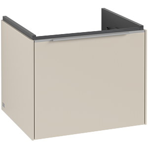 Villeroy und Boch Subway 3.0 Waschtisch-Unterschrank C579L0VN 52,3x42,9x44,75cm, mit LED/Griff Aluminium glänzend, cashmere grey