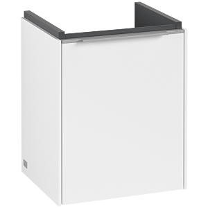 Villeroy und Boch Subway 3.0 Waschtisch-Unterschrank C58300VF 35,1x42,9x30,9cm, Schanier links/Griff Aluminium glänzend, pure white