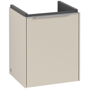 Villeroy und Boch Subway 3.0 Waschtisch-Unterschrank C58300VN 35,1x42,9x30,9cm, Schanier links/Griff Aluminium glänzend, cashmere grey