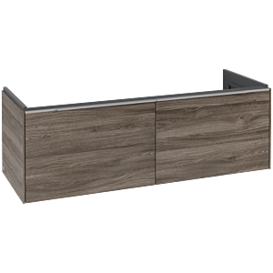 Villeroy und Boch Subway 3.0 Waschtisch-Unterschrank C601L0RK 127,2x42,9x47,8cm, mit LED/Griff Aluminium glänzend, stone oak