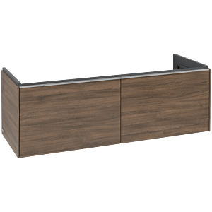 Villeroy und Boch Subway 3.0 Waschtisch-Unterschrank C601L0VH 127,2x42,9x47,8cm, mit LED/Griff Aluminium glänzend, arizona oak