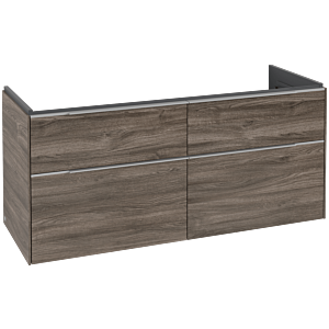 Villeroy und Boch Subway 3.0 Waschtisch-Unterschrank C60200RK 127,2x57,6x47,8cm, ohne LED/Griff Aluminium glänzend, stone oak